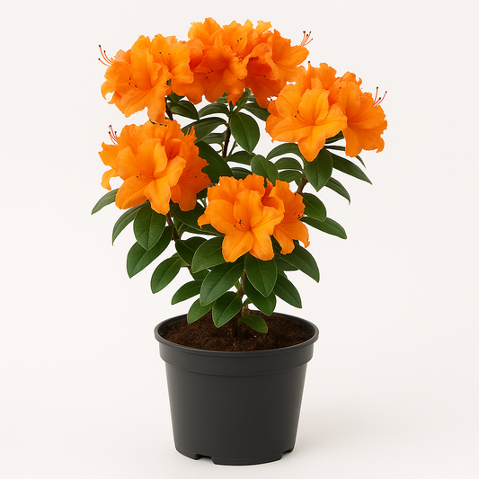 Rhododendron – orange blühend – immergrüne Zierpflanze für Garten & Kübel – winterhart, pflegeleicht & farbintensiv – ideal für halbschattige Standorte 