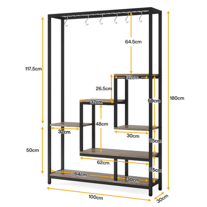 Tribesigns 5 Tiers Tall Indoor Plant Stand 70.9 inches Large Metal Plant Shelf with 10 PC S Hanging Hooks for Garden 