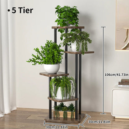 Pflanzenregal Metall schwarz mit 6/7/8 Ebenen – Blumenständer Eisen Pflanzständer für drinnen & draußen – Pflanzenhalter Regal für Garten, Balkon & Wohnzimmer 