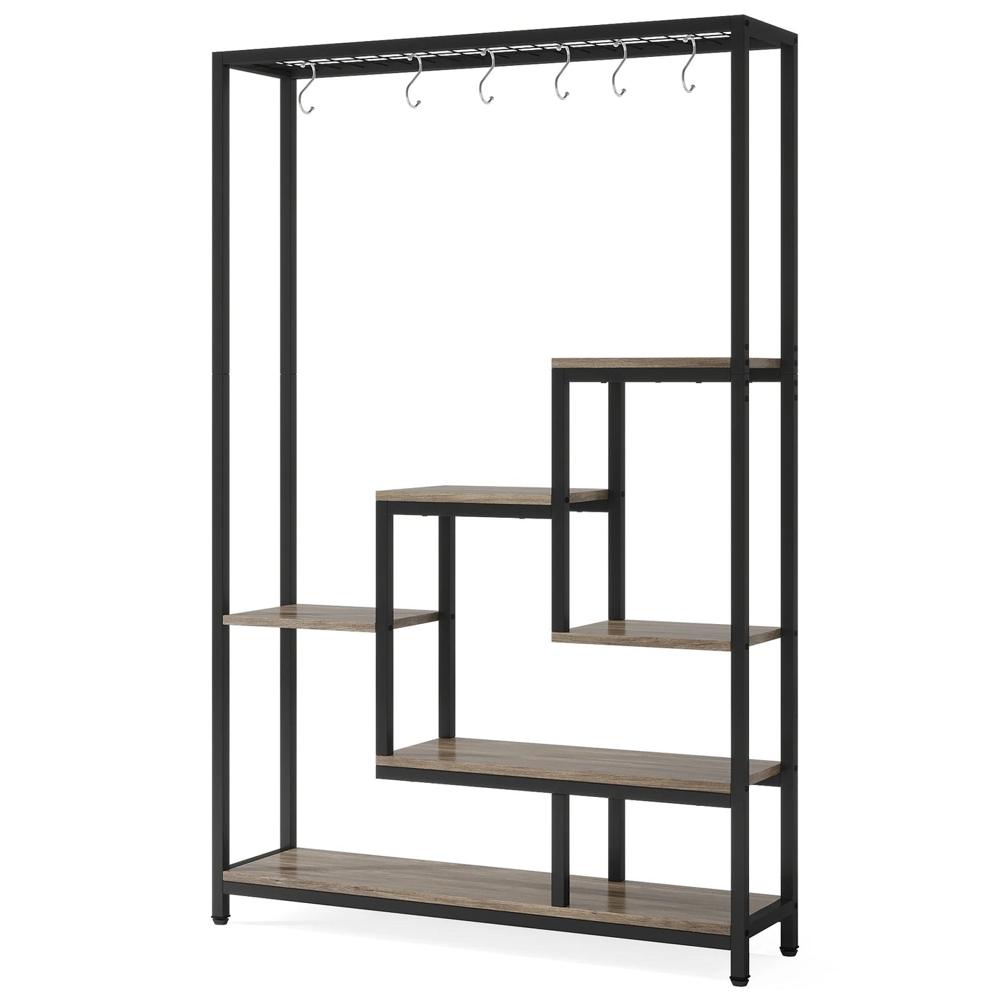 Tribesigns 5 Tiers Tall Indoor Plant Stand 70.9 inches Large Metal Plant Shelf with 10 PC S Hanging Hooks for Garden 