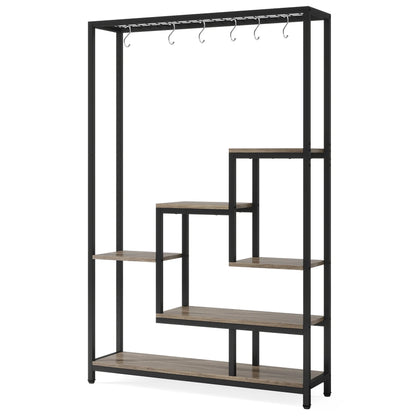 Tribesigns 5 Tiers Tall Indoor Plant Stand 70.9 inches Large Metal Plant Shelf with 10 PC S Hanging Hooks for Garden 