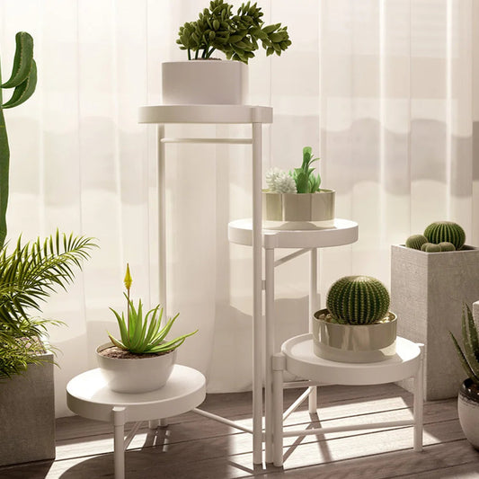 Foldable Corner Plant Stand Indoor Outdoor Tiered Plant Shelf Foldable Flower Holder Display Rack for Garden Patio Balcony 