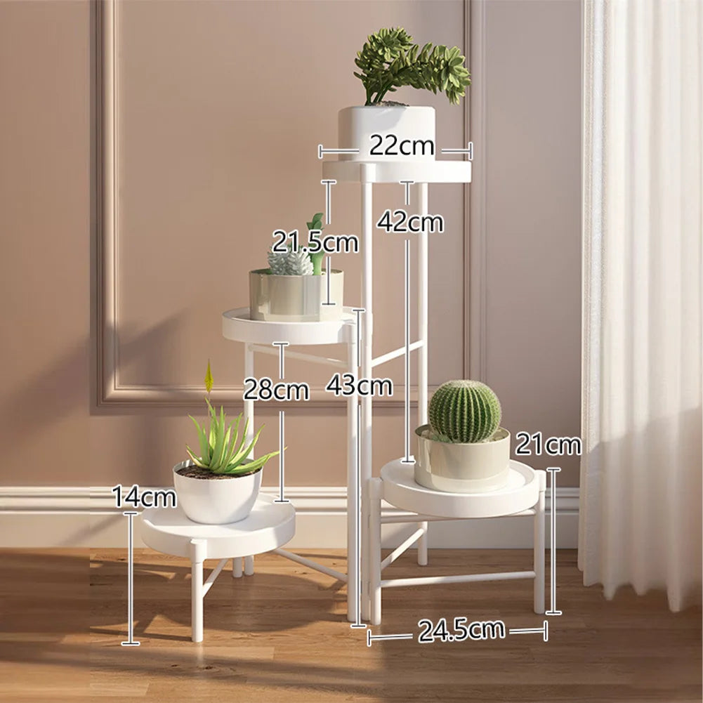 Foldable Corner Plant Stand Indoor Outdoor Tiered Plant Shelf Foldable Flower Holder Display Rack for Garden Patio Balcony 