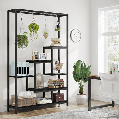 Tribesigns 5 Tiers Tall Indoor Plant Stand 70.9 inches Large Metal Plant Shelf with 10 PC S Hanging Hooks for Garden 