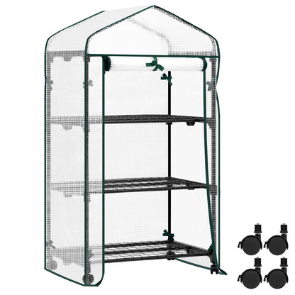 WOLTU Garden Greenhouse Plants Flowers House with Wheels Roll-Up Door 3 Shelves Winter Protection Outdoor 