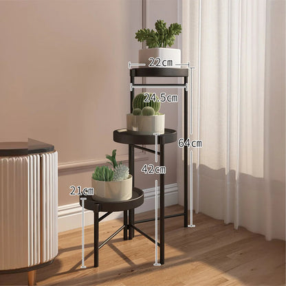 Foldable Corner Plant Stand Indoor Outdoor Tiered Plant Shelf Foldable Flower Holder Display Rack for Garden Patio Balcony 