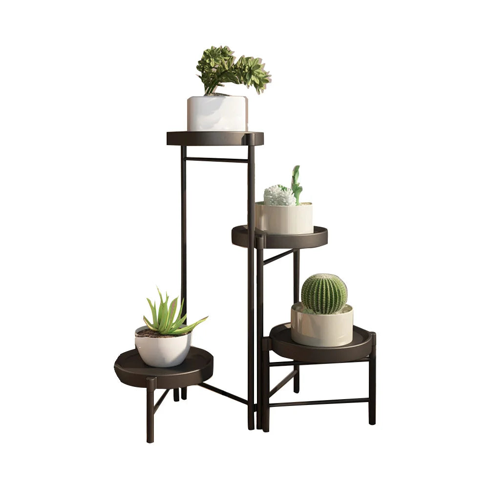 Foldable Corner Plant Stand Indoor Outdoor Tiered Plant Shelf Foldable Flower Holder Display Rack for Garden Patio Balcony 