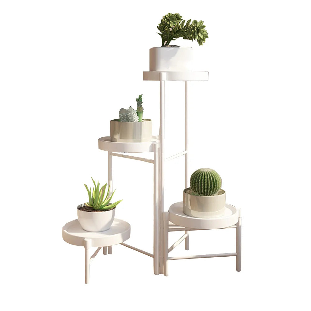 Foldable Corner Plant Stand Indoor Outdoor Tiered Plant Shelf Foldable Flower Holder Display Rack for Garden Patio Balcony 