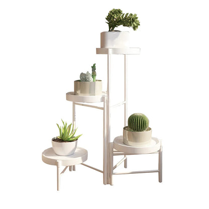 Foldable Corner Plant Stand Indoor Outdoor Tiered Plant Shelf Foldable Flower Holder Display Rack for Garden Patio Balcony 