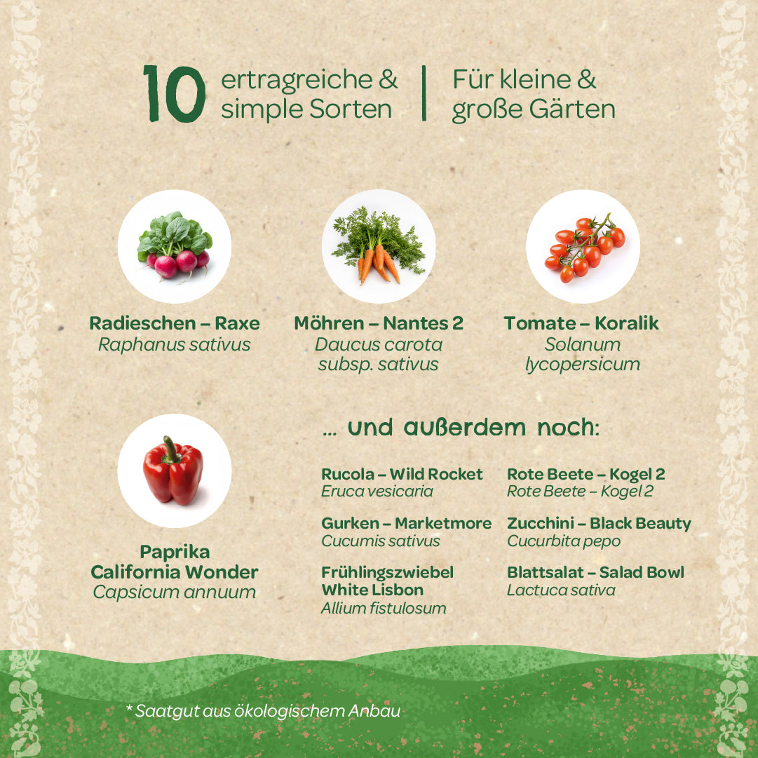 BIO-Saatgut-Set "Gartengemüse" 