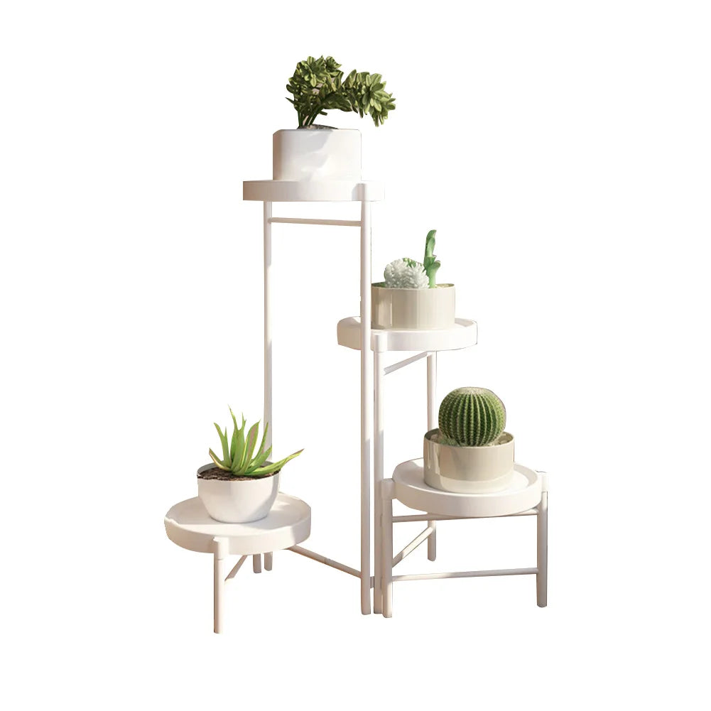 Foldable Corner Plant Stand Indoor Outdoor Tiered Plant Shelf Foldable Flower Holder Display Rack for Garden Patio Balcony 