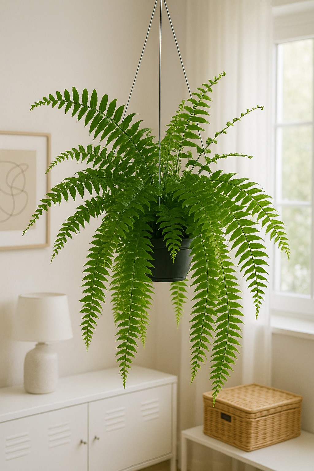 Schwertfarn Nephrolepis 'Macho' – XXL Zimmerpflanze – 100cm hoch – Ø20cm – Luftreinigend & Pflegeleicht – Für Wohnzimmer & Büro 