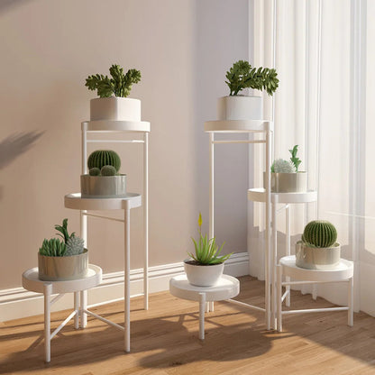 Foldable Corner Plant Stand Indoor Outdoor Tiered Plant Shelf Foldable Flower Holder Display Rack for Garden Patio Balcony 