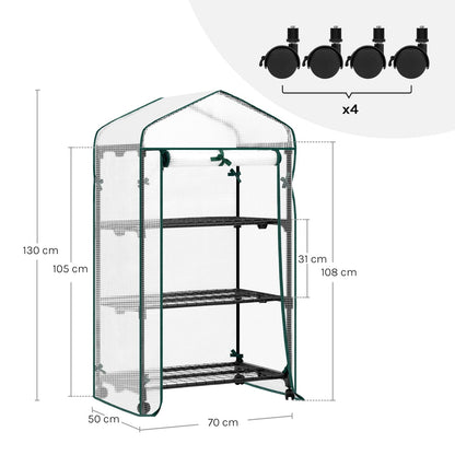 WOLTU Garden Greenhouse Plants Flowers House with Wheels Roll-Up Door 3 Shelves Winter Protection Outdoor 