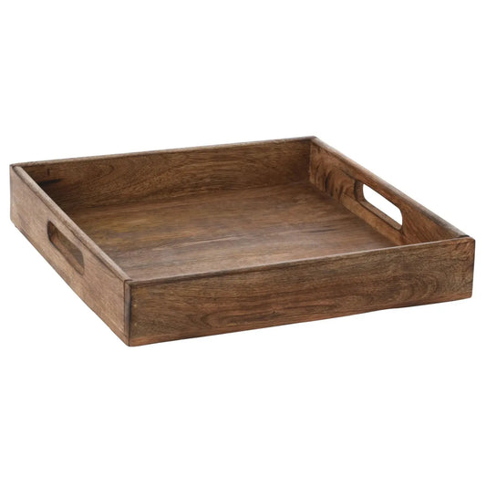 Serviertablett Dekotablett Mangoholz braun Natur Massiv Griff Schale eckig Holz 