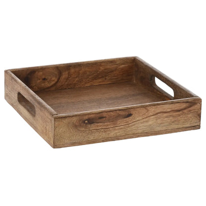 Serviertablett Dekotablett Mangoholz braun Natur Massiv Griff Schale eckig Holz 
