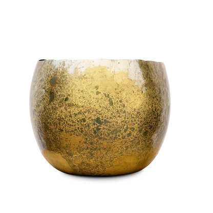 Topf Ellen Messing – 25cmx19cm – Eleganter Pflanzentopf mit Messing-Finish für Innen- und Außenbereich 