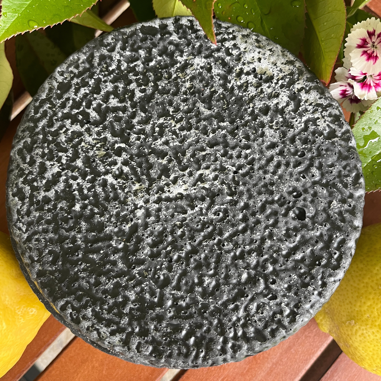 Black Edition HANDGEMACHTE Citronella BETONKERZE - Stilvolle Sojawachskerze für Ihr Zuhause. Outdoor Kerze mit Blütenverzierung und HOCHWERTIGEM Holzdocht aus dem Südschwarzwald 