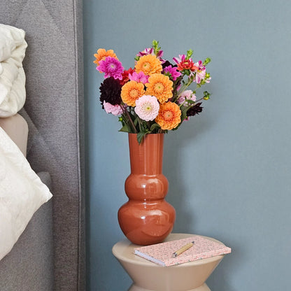 Vase Blumenvase XXL Dekovase Metallvase Beige Braun 38x25 Retro Blumengefäß 