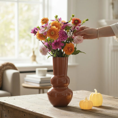 Vase Retro Zinkvase Beige Terrakotta 30x15 Blumenvase Dekovase Blumengefäß 