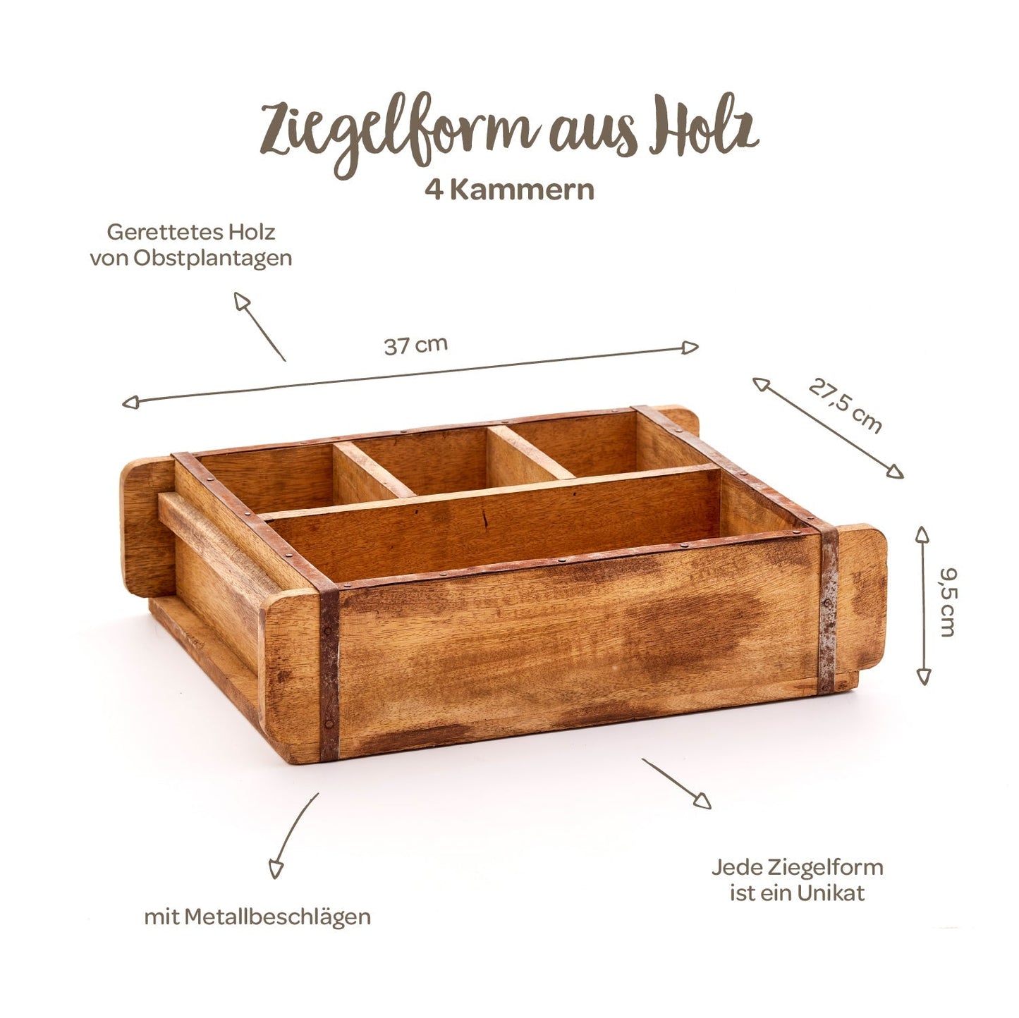 Ziegelform mit 4 Fächern 