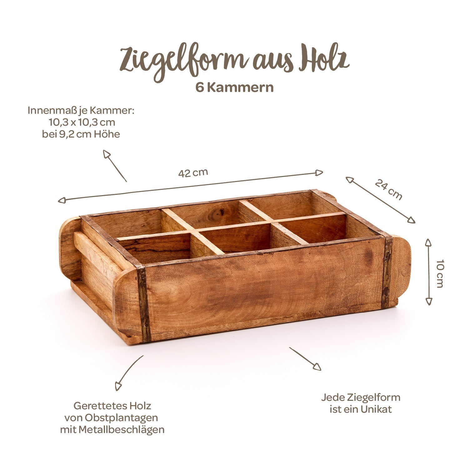 Ziegelform mit 6 Fächern 