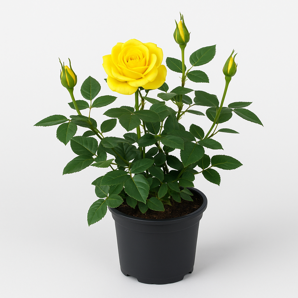 Zwergrose gelb – kompakte Minirose für Beet, Balkon & Kübel – winterhart, pflegeleicht & reichblühend – leuchtend gelbe Blüten für Garten & Terrasse 