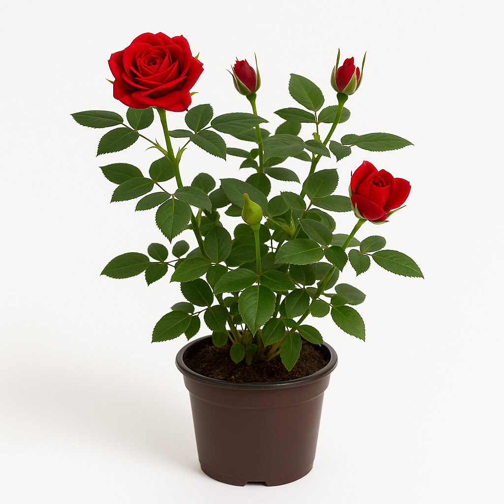 Zwergrose rot – kompakte Minirose für Beet, Balkon & Kübel – winterhart, pflegeleicht & reichblühend – leuchtend rote Blüten für Garten & Terrasse 