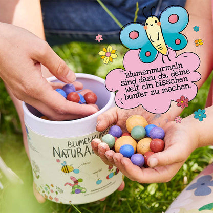 Naturabenteuer – Dose mit 100 Blumenmurmeln 