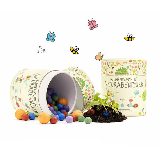 Naturabenteuer – Dose mit 100 Blumenmurmeln 