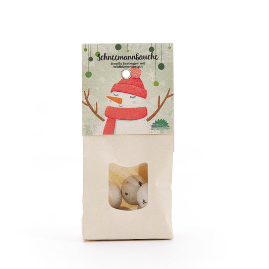 Schneemannbäuche – Weiße Blumenmurmeln 