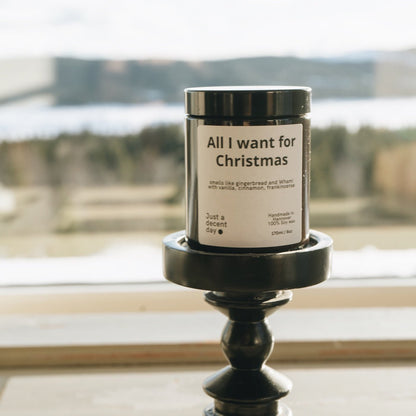 Duftkerze All I Want for Christmas – Weihnachtsduft Kerze aus Sojawachs – 170ml – Apfel Zimt Vanille Tanne Weihrauch – Aromakerze im Glas