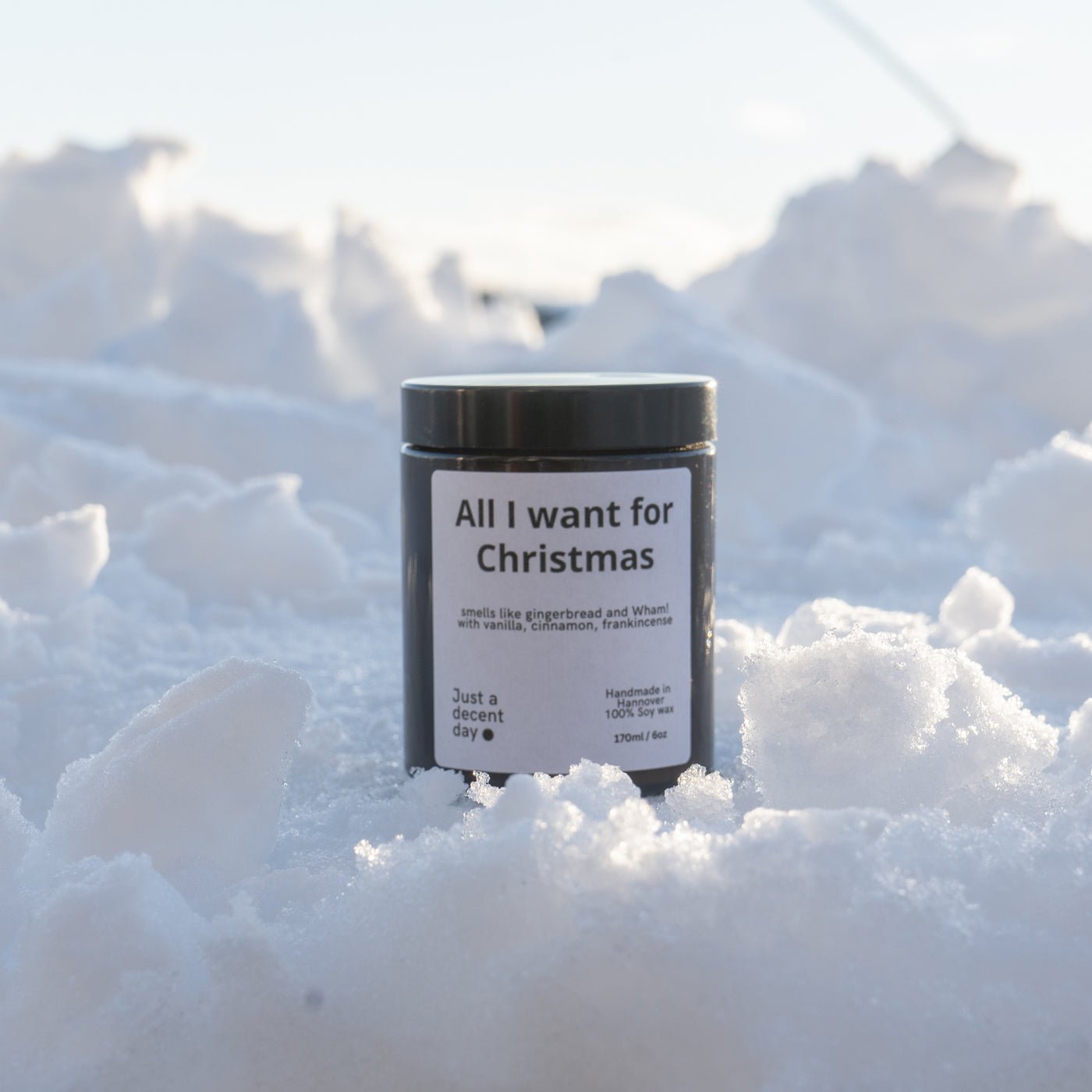 Duftkerze All I Want for Christmas – Weihnachtsduft Kerze aus Sojawachs – 170ml – Apfel Zimt Vanille Tanne Weihrauch – Aromakerze im Glas