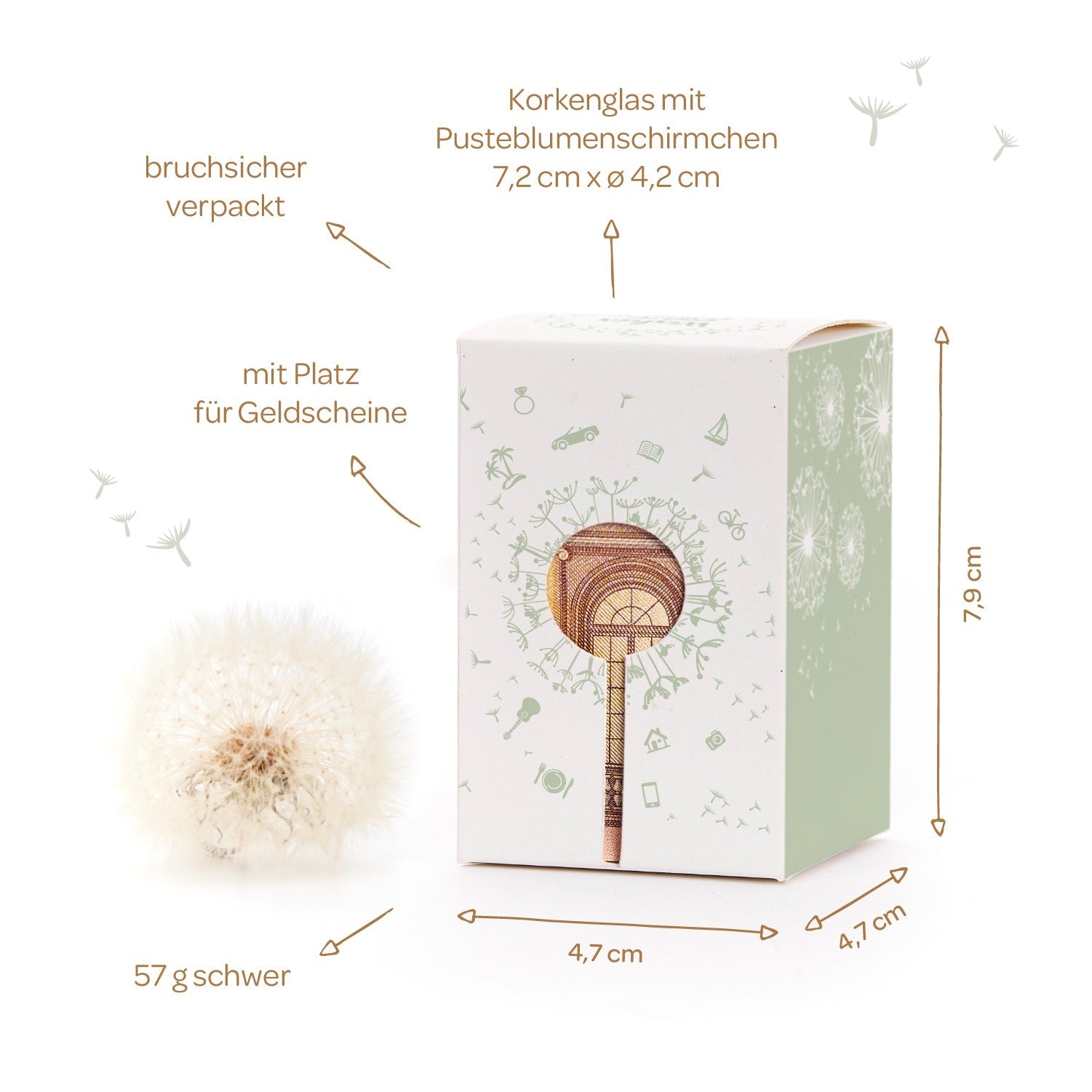 Wunscherfüller mit Pusteblumen-Schirmchen 