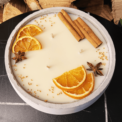 Handgemachte Betonkerze "Big Grey" 3x Baumwolldocht mit Duft Vanilla Toffee von DochtFreunde 
