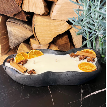 Handgemachte Betonduftkerze "Wave: Grey or Black" Bio Sojawachs mit Vanilla Toffee Duft - Betondekoration - Betonaccessoires oder Betondeko für Zuhause 
