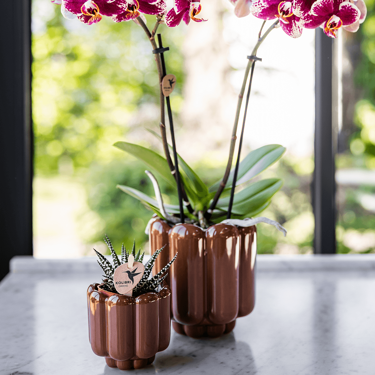 Kolibri Home | Retro Shine Übertopf - Brown - Ø9cm 