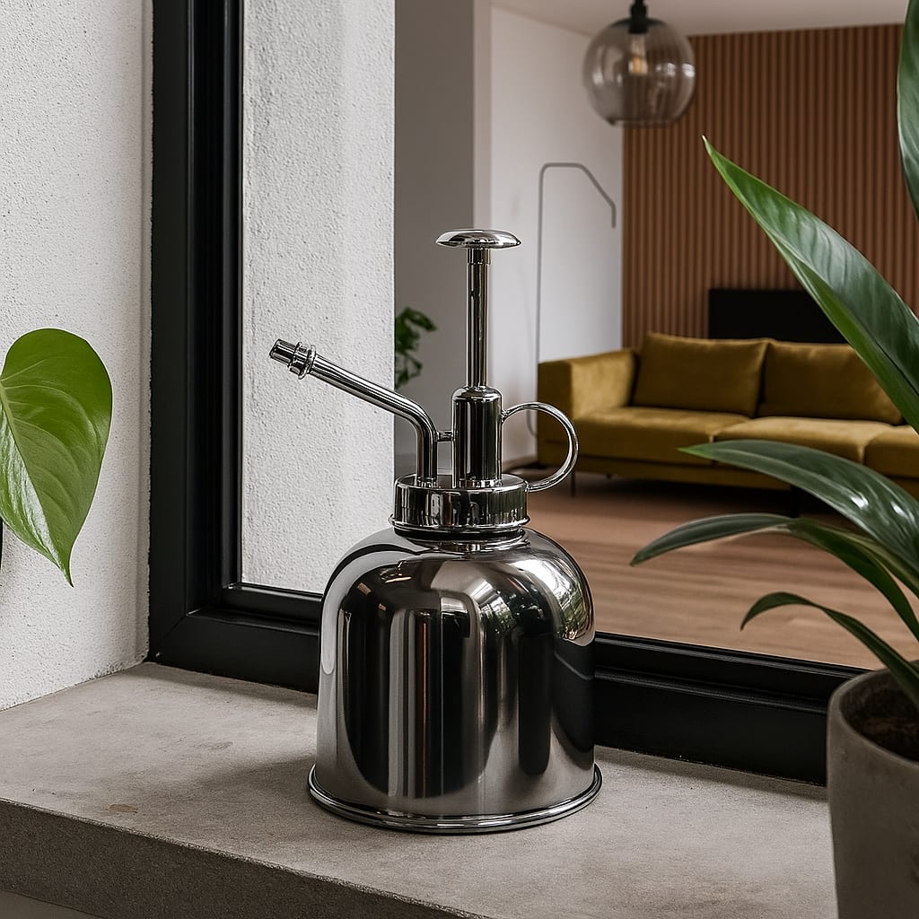 Pflanzensprüher Silber 300 ml – Edelstahl-Zimmersprüher für Pflanzen, Kräuter & Terrarien 
