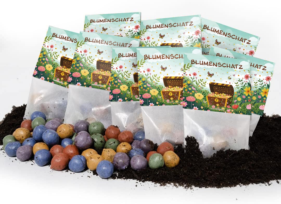10x5 Blumenmurmeln im Tütchen – Blumenschatz 