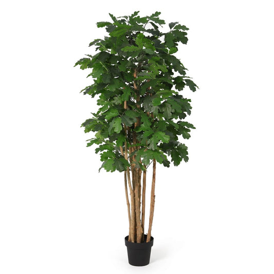 Künstlicher Eichenbaum 170cm im Topf – realistische Oak Kunstpflanze mit natürlicher Blattstruktur – pflegefreie Zimmerdeko für Wohnzimmer, Flur, Büro & Showroom – ganzjährig grün, inkl Basistopf 
