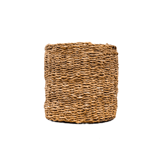 Dekokorb Ido – Ø42 cm x H36 cm – Großer Seegraskorb – Natur-Aufbewahrungskorb für Pflanzen, Wäsche & Deko – Boho-Stil – Handgeflochten 