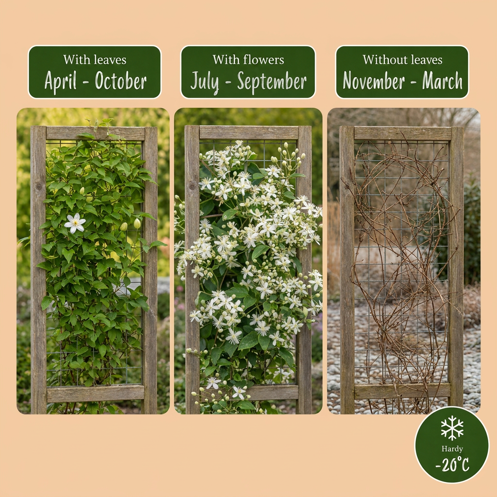 Gewöhnliche Waldrebe 'Clematis vitalba' – Weiß, Ø9cm, ↕35cm – Ansicht 4
