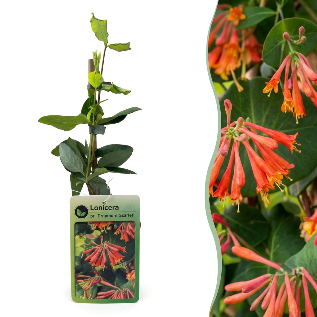 Scharlachrote Geißschlinge 'Dropmore Scarlet' – Rot-Gelb – Ø9cm