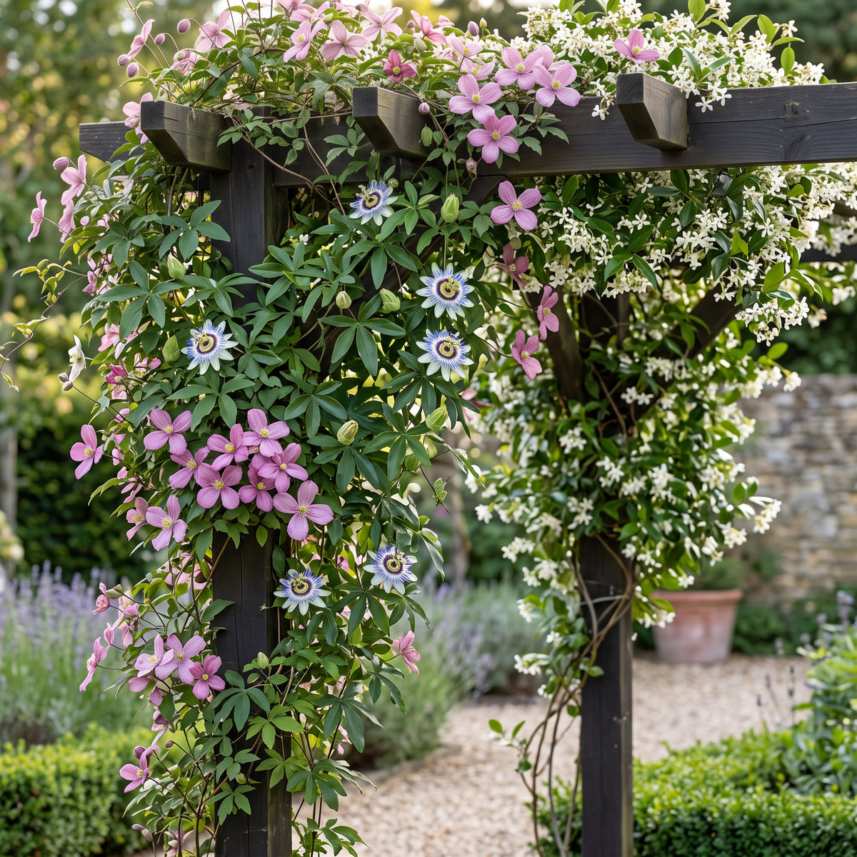 Kletterpflanzen-Trio 'Tricolour' – Clematis, Passionsblume & Sternjasmin – Topf Ø9cm – Ansicht 4