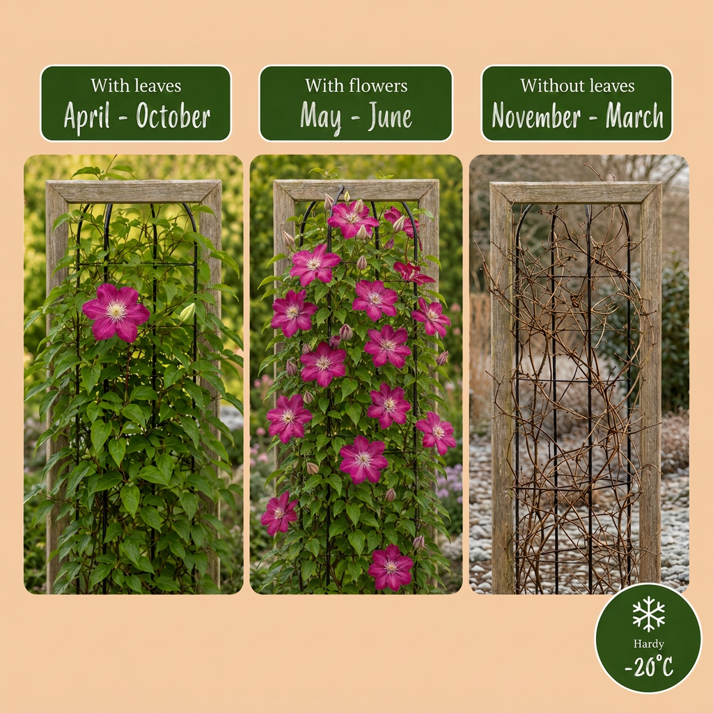 Clematis 'Ville de Lyon' – Rot – Topf Ø9cm – Ansicht 6