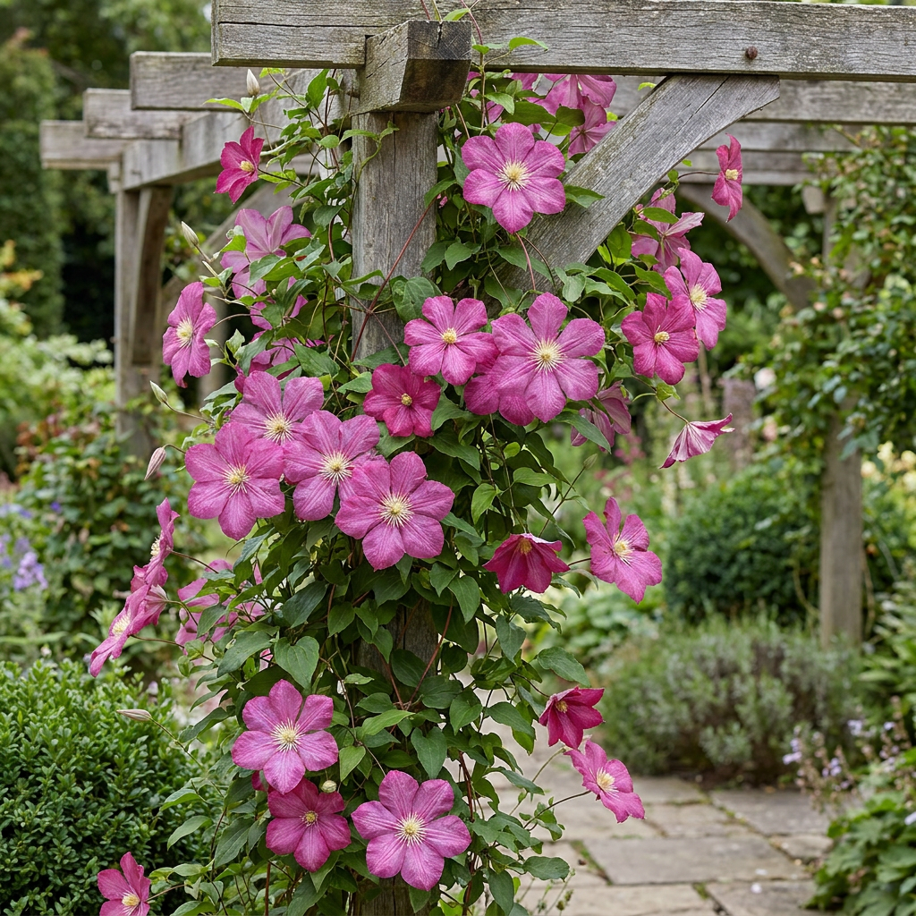Clematis 'Ville de Lyon' – Rot – Topf Ø9cm – Ansicht 4