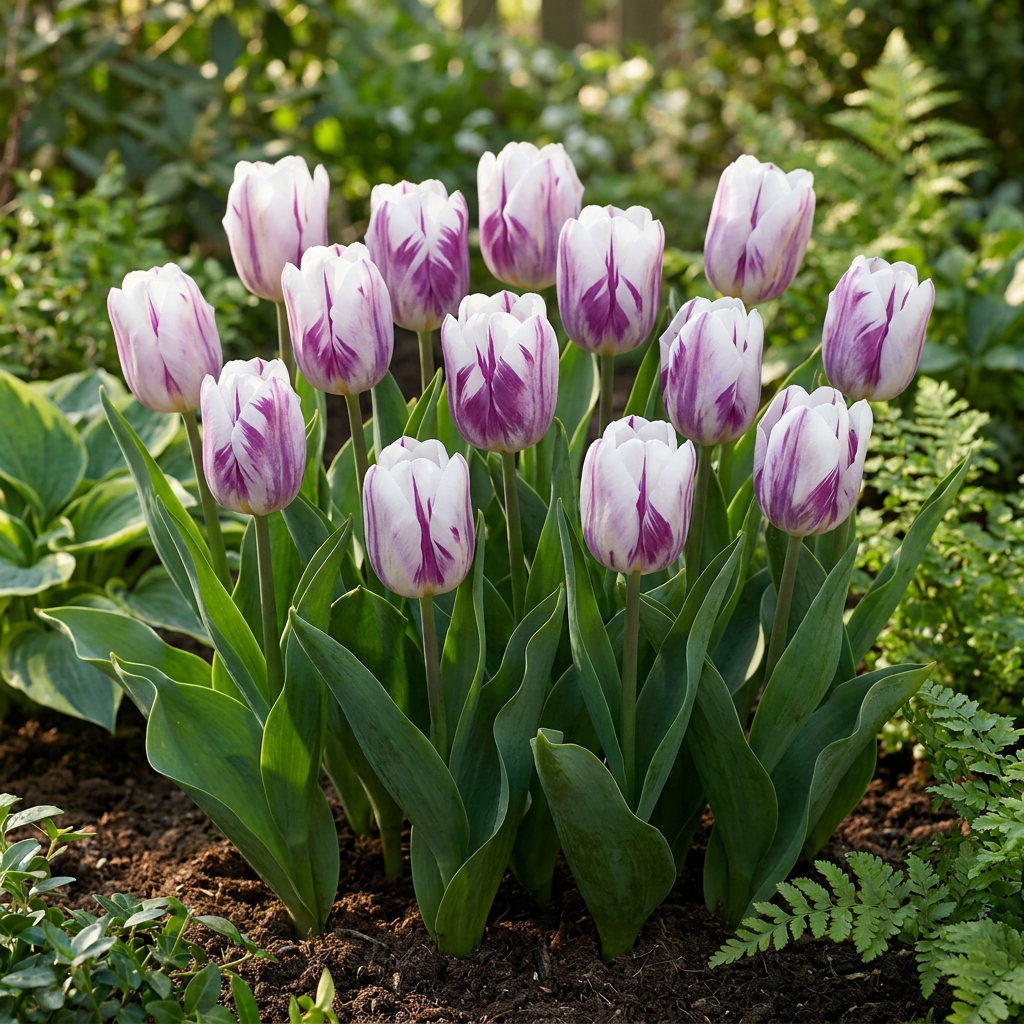 Tulpe 'Flaming Flag' – Weiß-Lila – Ansicht 2