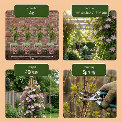 Bergwaldrebe Clematis montana 'Marjorie' – Rosa, Ø9cm, ↕35cm – Ansicht 5