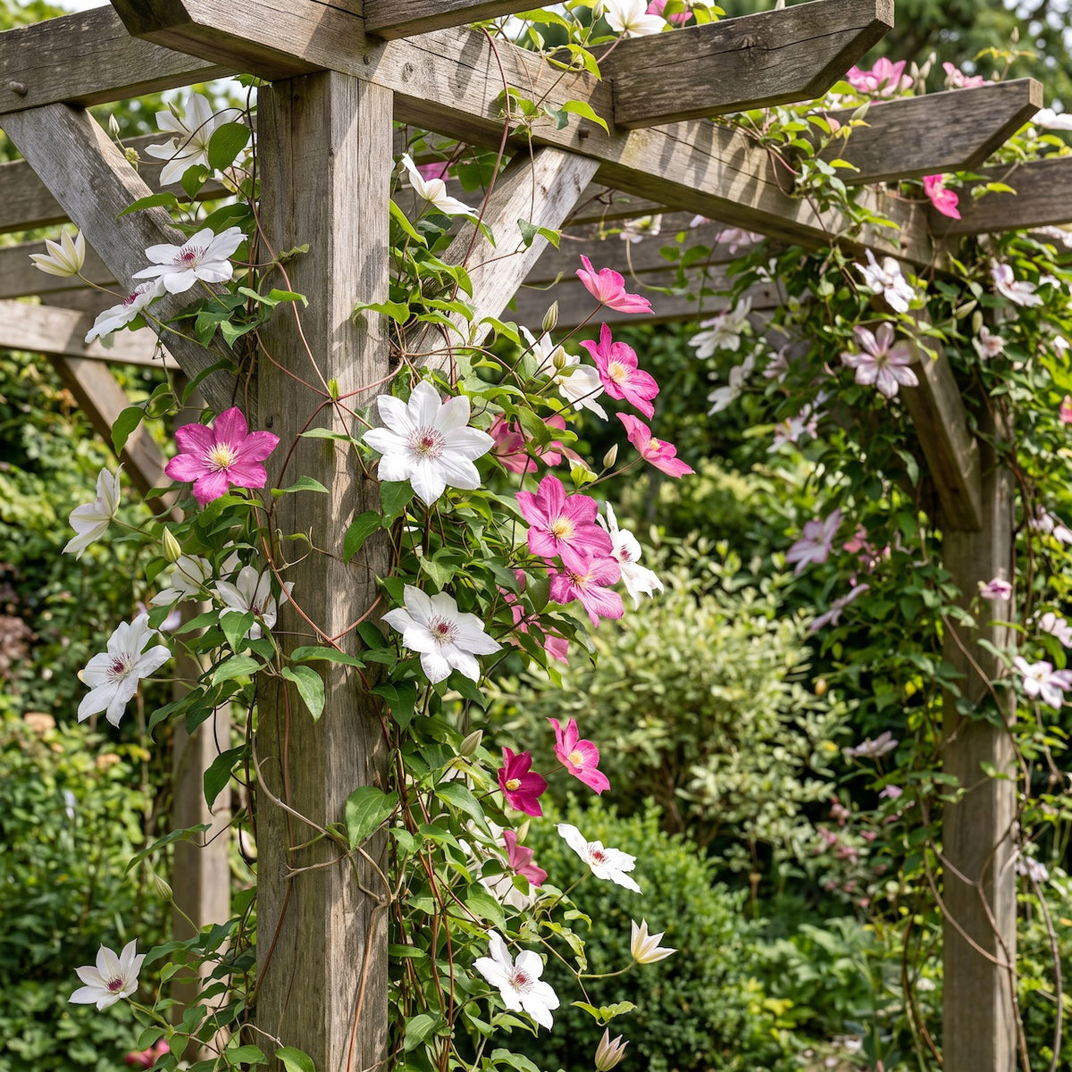 Waldrebe 'Pink & White' – Weiß-Rosa – Topf Ø9cm – Ansicht 4