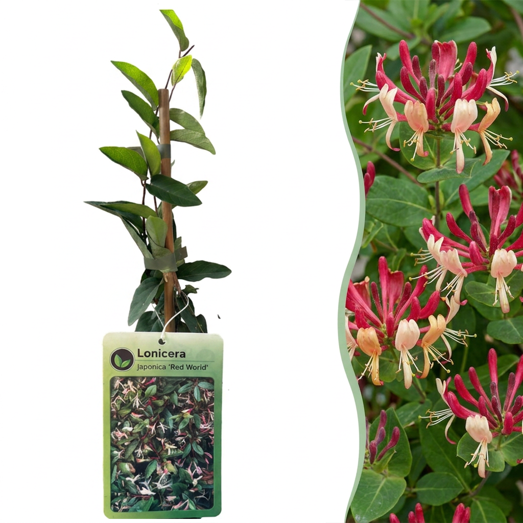 Japanisches Geißblatt 'Red World' – Rot-Rosa – Topf Ø9cm